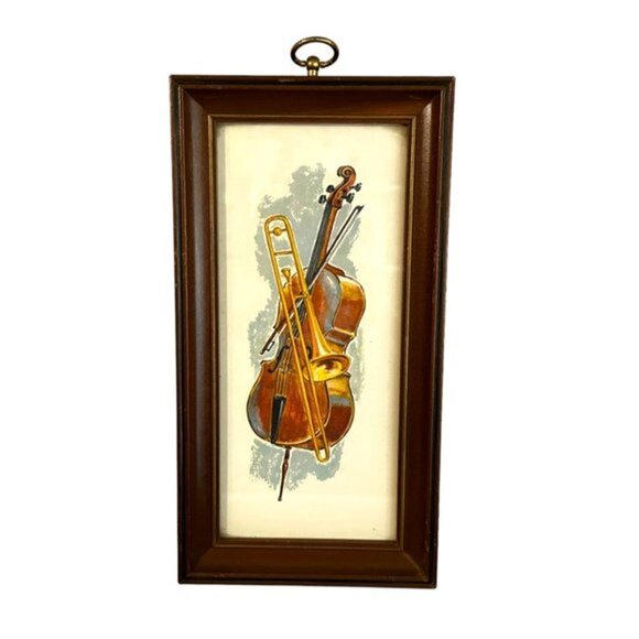 Vintage Pair Mid-Century A Lambert Orchestra Musical Instrument Framed Print EUC - Picture 4 of 8